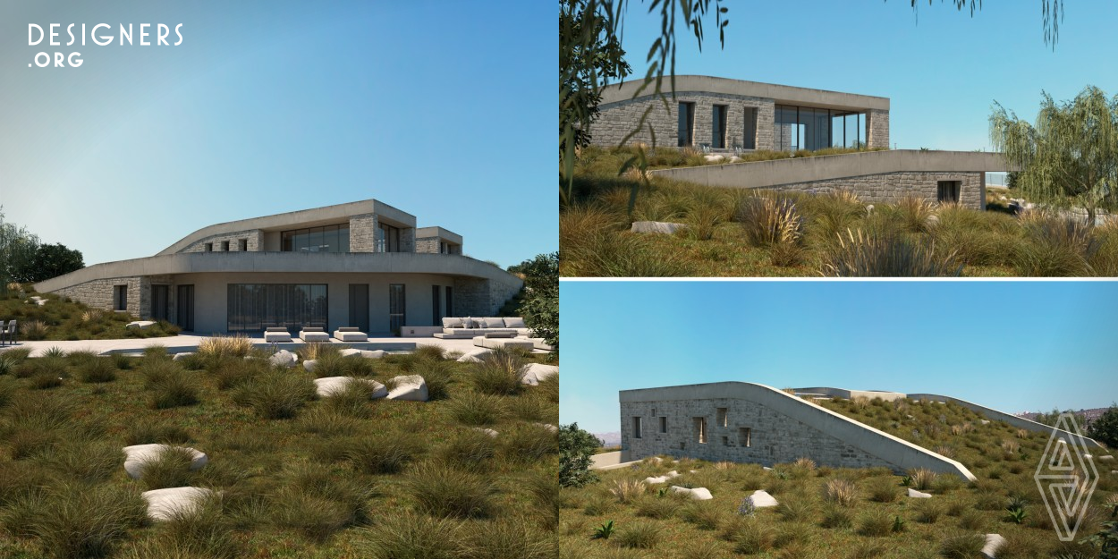 The main criteria for the architectural decisions made, were the need for low energy footprint building designs, as well as the views towards pure cretan nature. Τhe main U shaped residence along with the underground guest house volume, maximize the southeast exposure of the building, while they are taking advantage of the different angle of the sun rays during the seasonal cycles. The building integrates into its surroundings, creating a harmonious blend of architecture and cretan landscape.