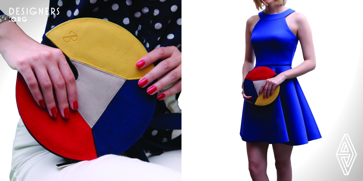 The designer committed to the motto "less is more" in this project and simplicity is one of her criteria for design. Having this idea, she confronts Piet Mondrian's checkered paintings and his way of thinking for simplicity which inspires her. The result is a puzzle bag with a sequence of main colors that each implies a special meaning and concept of life. The Bellativita came from a geometric shape of a circle with a sliced circle serving as a holding place. This bag can be used daily as well as for occasions. Which can be worn as a belt, backpack, and handheld.