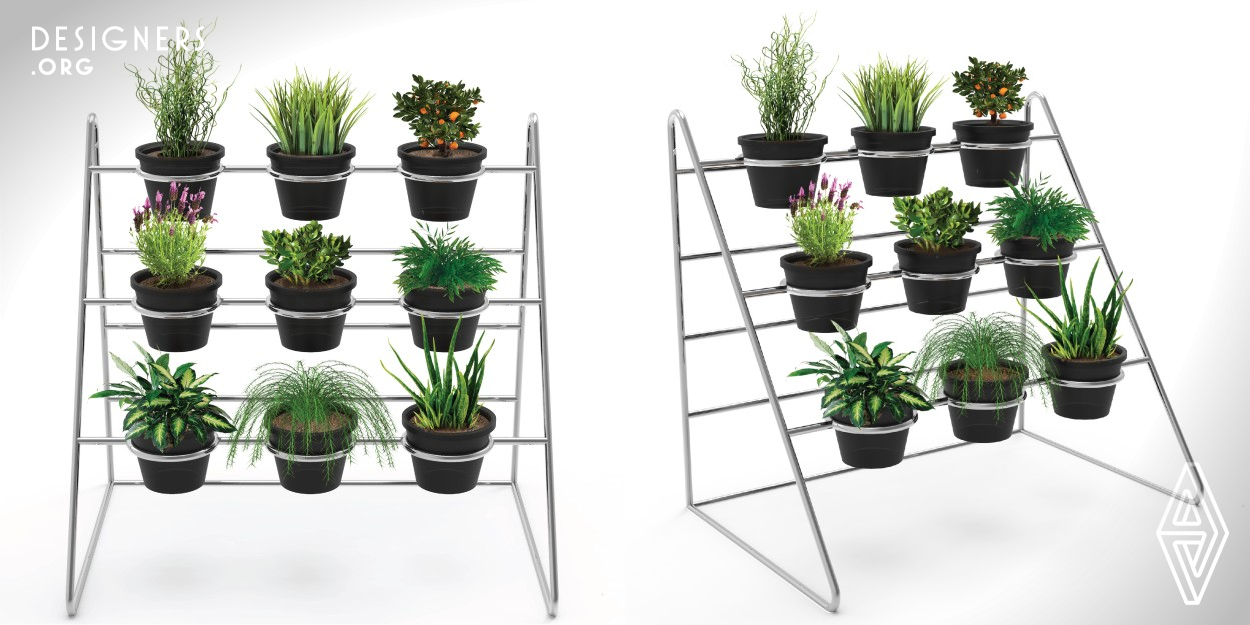 In this product, they took the crome-based stainless steel rods' essence to form the structure. The circular base to decorate the items, so the other character they took, has the same function differently. The multi-utility also drove them to make extra space for the hanging planters. Hence, they made the dependent sections at the back of the structure, so this planter has the characteristic of the E-1027 side table essence.