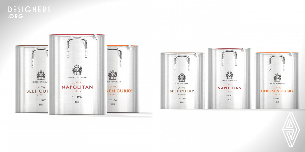 This product is a ready-to-eat meals package design for the only classic hotel in Yokohama. They wanted to convey the tradition and prestige of the hotel with a little wit to entertain those who saw this design. With a design based on the motif of a stockpot, this product brings the flavors of the finest dishes prepared by top chefs working in hotel kitchens to the comfort of your home. Enjoy the authentic texture of slowly simmered curry and soup whose aroma has been fully preserved. 