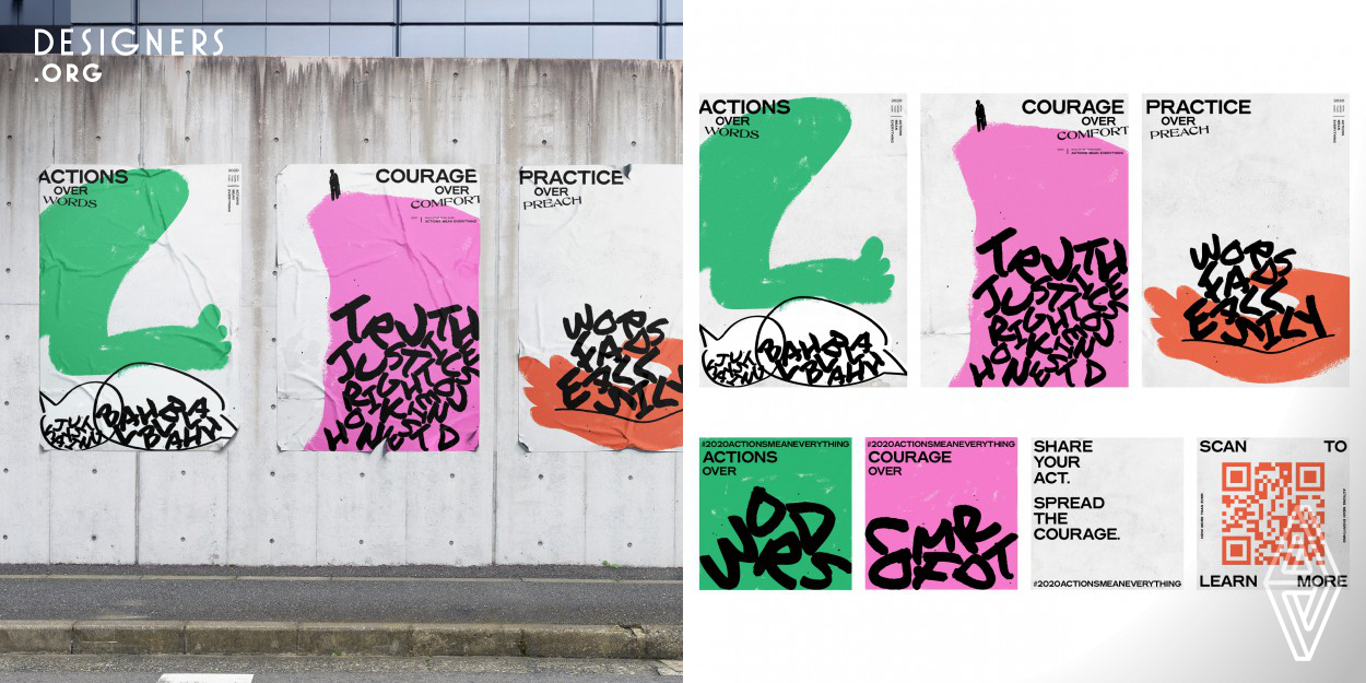 This campaign proposal advocates the importance of actions over empty promises, aims to make people notice the changes and empowerment brought by active participation. It is a self-initiated project that serves as the designer's personal reminder of the importance of taking action, as well as a response to the social movement at the time.