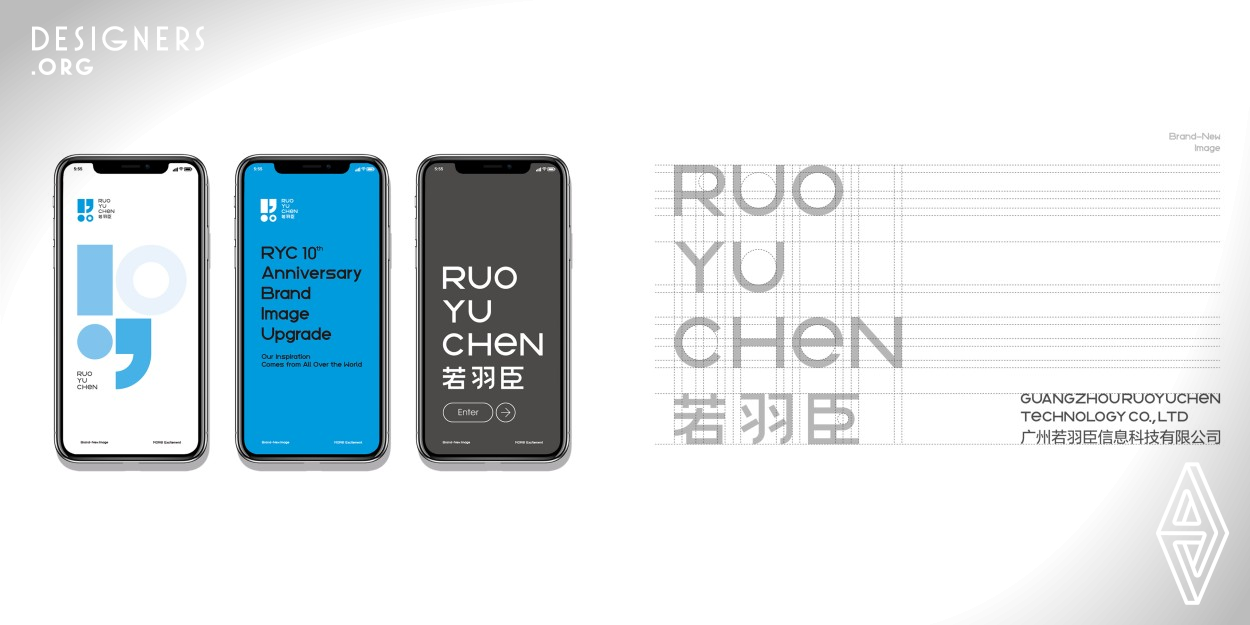 This design upgrades the visual identification system of Guangzhou Ruoyuchen Technology Co., Ltd. Logo combines the basic punctuation marks: exclamation point, comma, full stop plus the initials of company name "R" and E-commerce industry attribute "shopping cart", showing the company's professionalism, perseverance in the E-commerce industry and the attitude of pursuing perfection.