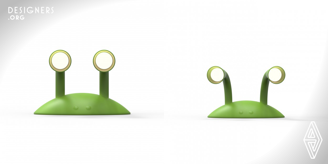Froggie is a desk lamp project that inspires playful creativity. It captures the very moment when a frog rises above water. The eyes are represented as lighting sources, and the exposed body above water as a base. Users are able to manipulate its eye shapes by adjusting their positions, which could render various lighting effects.
