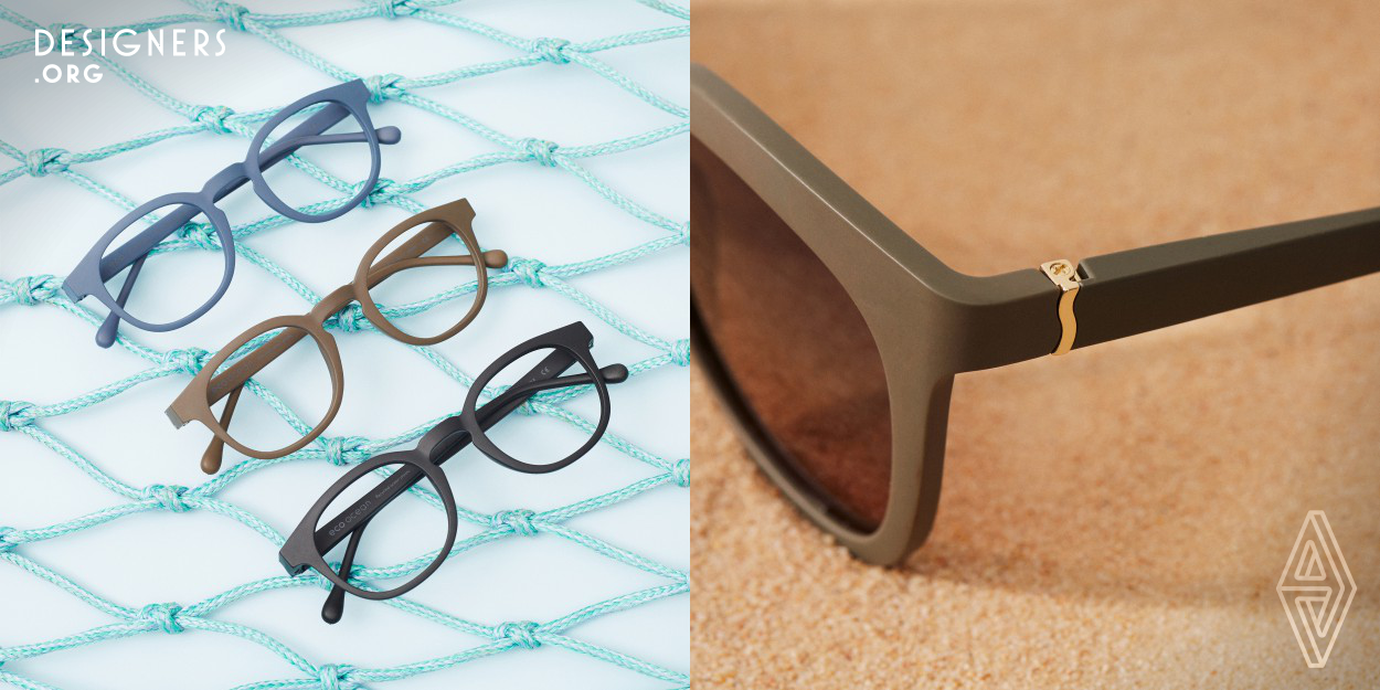Eco Ocean frames are made from recycled ocean plastic, because plastic has no place in the ocean. Eco teamed up with the NGO Waste Free Oceans to source old ropes from the maritime industry found in the ocean and on shorelines. The waste material is shredded and molded into pellets which in turn are injection molded into frames. The collection consists of bold yet easy-to-wear frames. They are lightweight and super comfortable with a smooth, matte finish in ocean-inspired shades. Each frame comes in a case made from recycled PET fabric.
