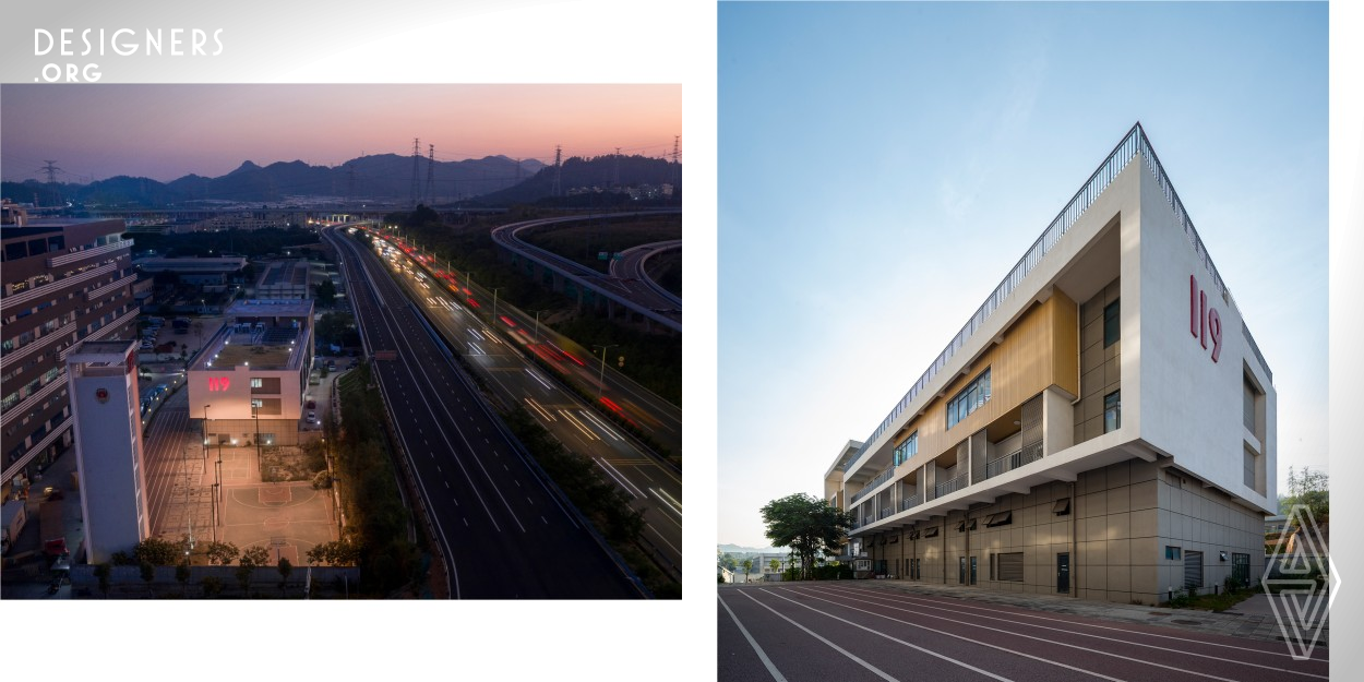 Tianliao Fire Station is located in Shenzhen, China. It is a new fire station with a centralized layout. Its gross floor area is 5,039.5 sqm with 3,985 sqm above the ground. It has a 3-story office building and a 7-story training tower. The floor area ratio is 0.97. The design should satisfy basic needs, consider the possibility of the profession development, and embody the considerations of openness and cultural promotion of fire control. 