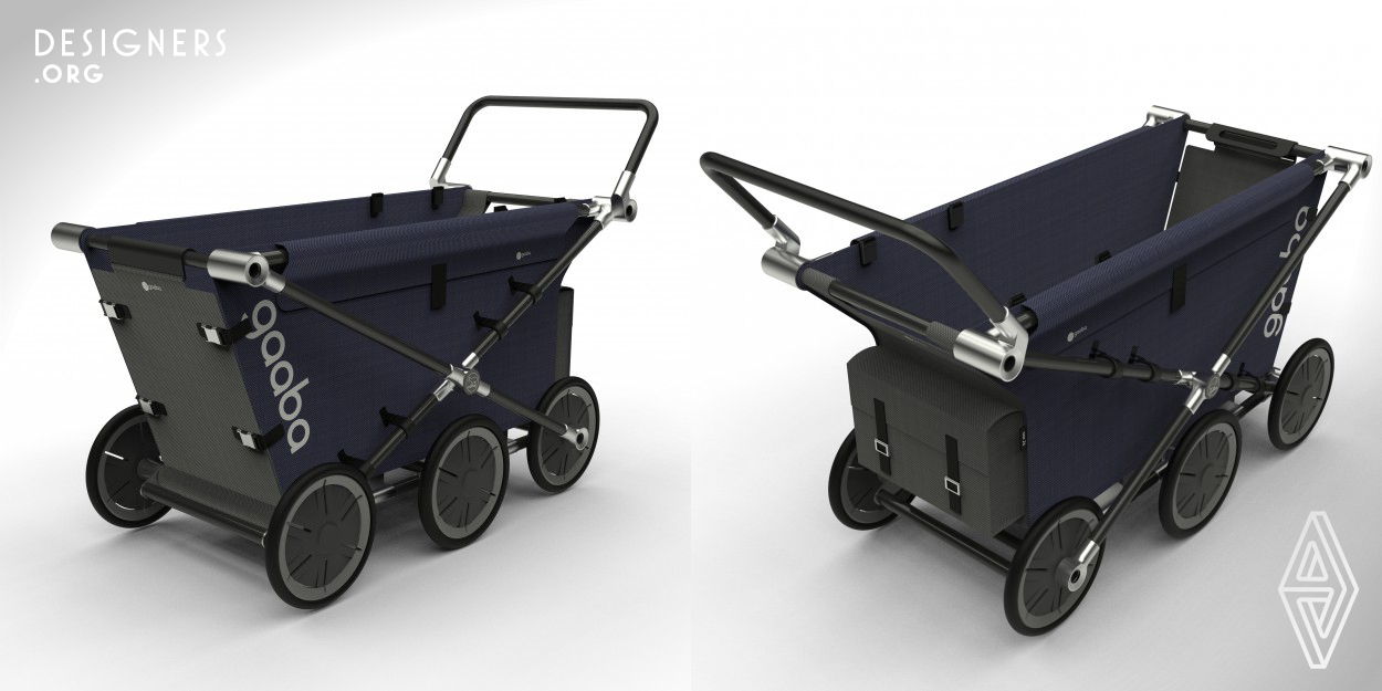 A large stroller designed as a disaster prevention and evacuation device that enhances survivability by improving rough road running ability and safety as evacuation equipment in the event of a disaster, reducing the burden on childcare workers in normal times, and pursuing ergonomic ease of use. It is designed as a Dual Product (used in both normal times and emergencies) that combines these two goals and it can protect children in case of emergency. 