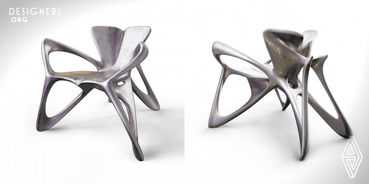 Based on the natural butterfly shape as the inspiration, the streamline and basic shape of the wings were extracted and developed. Finally, the butterfly seat was found to be curvilinear and could satisfy the needs of comfortable sitting. Butterfly chair have the advantages of beautiful appearance, stable structure, and good integration of shape and structure. The furniture adopts 3D printing technology, takes high speed steel as raw material, and has good strength which can satisfy the modern people comprehensively in leisure esthetic demand.
