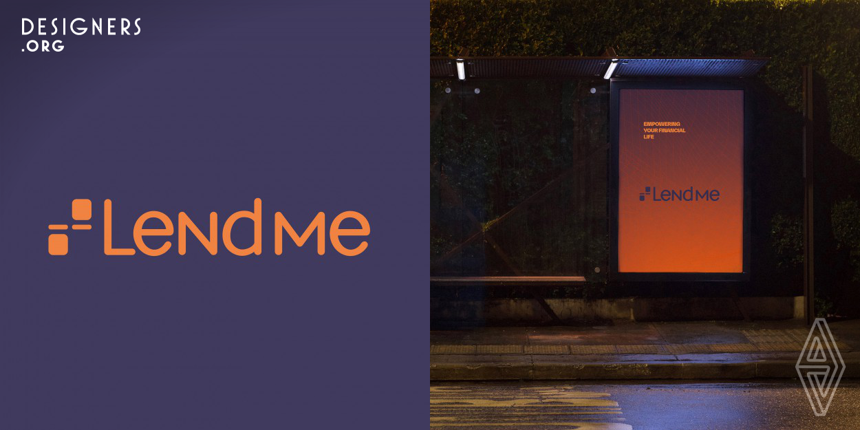 LendMe is a fintech specialized in home equity and financial technology services, attending both consumers and companies. The brand icon is the representation of the binary information and the brand identity is based on two secondary colours, which are combined with the main colour according to the context of the message and its audience, being blue for B2C and orange for B2B. The language design consists of pixel-shaped pictograms and wireframe curve patterns, allowing LendMe to modulate its behaviour from figurative to abstract, from human to technological.