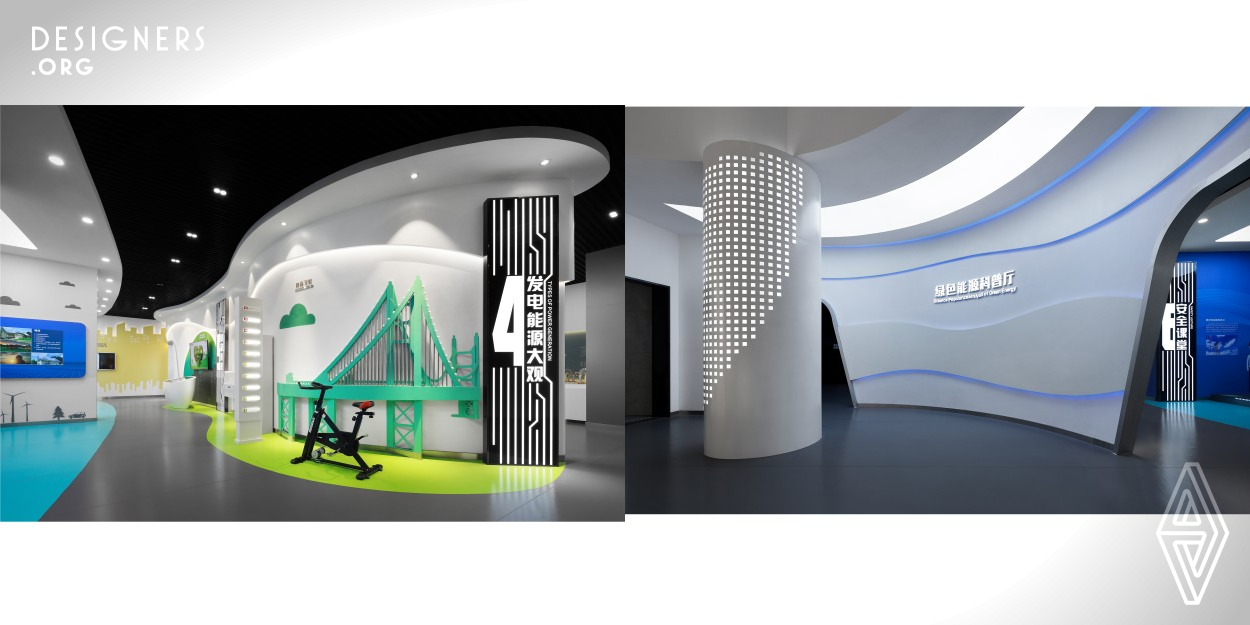 This case starts a journey of entrepreneurship and innovation by creating a "smart Jiangdian" exhibition base, and a journey of scientific exploration by creating a green and clean energy kingdom. The design takes "green energy creates the future" as the theme, through a set of customized LED column screens, "planting" a "thermal forest". At the same time, the ceiling design adopts mirror material, creating a unique immersive lighting art space.