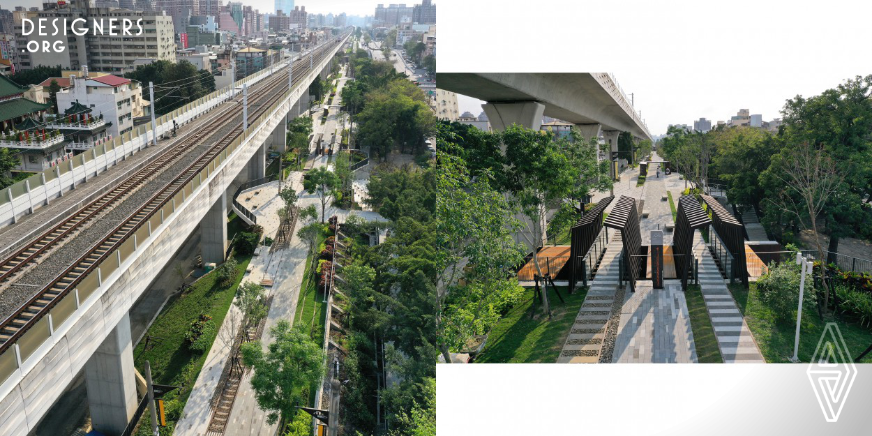 The designers integrated areas around Taichung Railway Station with urban environment, land utilization, industries development, urban image and cityscapes. The integration reorganizes the resources, reforms the surrounding environment and improves the quality of public facilities with the cultural and pedestrian-friendly urban corridor, which enriches the cultural development of the city centre.