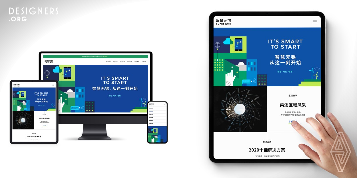 With the city is under rapid growth of the economy and digital recently, the city of Wuxi becomes increasingly urbanized and modernized. The intuitive design language expresses to the citizens how the various functions of the smart city are applied to real life. The settings of the sections of the website allow users to capture effective information in a more user-friendly and convenient.