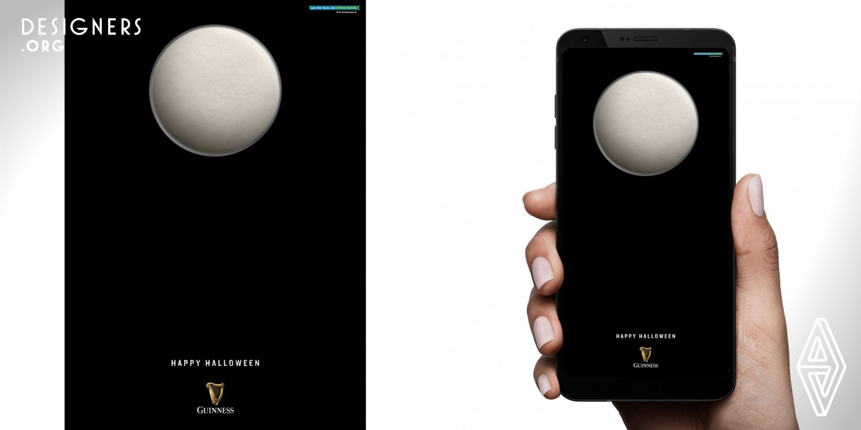 On Halloween 2020 while the whole world was talking about a special full moon which was visible in all parts of the globe, Guinness became part of the conversation by posting this unique visual to light up social media feeds on Halloween night. Agency: Rothco, part of Accenture Interactive | Client: Guinness