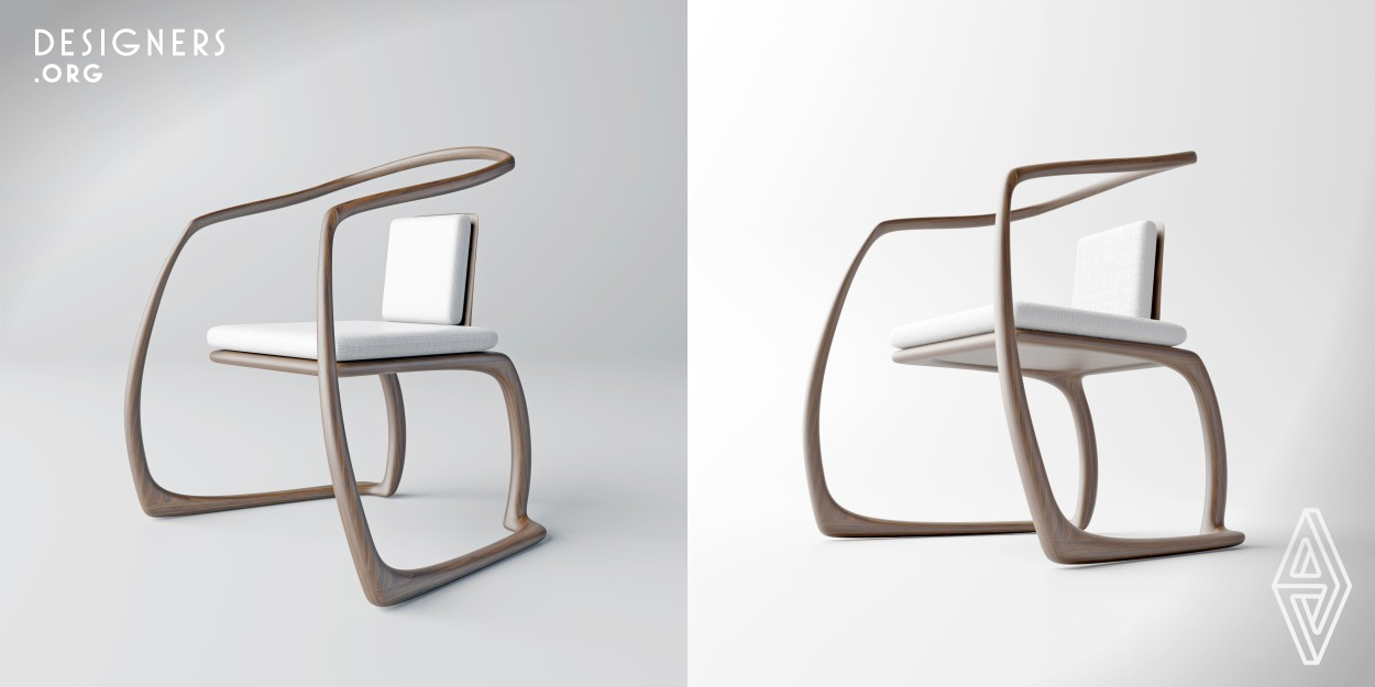 Inspired by traditional Chinese armchair and Marcel Breuers's No. B33 chair, the Modern Chinese armchair seeks to disrupt the world of furniture design. By utilizing the CNC process technique, this chair is able to preserve the look of a traditional Chinese armchair but overcome the typical construction process, where wood pieces had to be connected through woodworking joints. Instead of the usual angular shape, the modern armchair possess a fluid and seamless form, mimicking the artistry and beauty of calligraphy strokes.