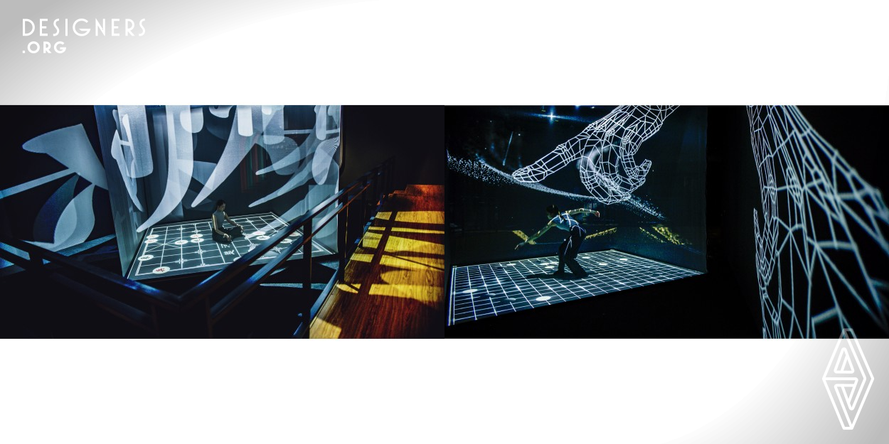 AI Track of Go 2.0 is a creative design resulting from the collision of traditional Chinese culture and modern artificial intelligence technology. The clever combination of dance art and digital art, forming an art form with unique aesthetic properties. The immersive digital video environment is created by artificial intelligence technology and algorithms that enhance the expressive power of the art of dance. Dance is similarly expressed in the digital technology era, with motion-sensitive design interaction to enrich the image content. 