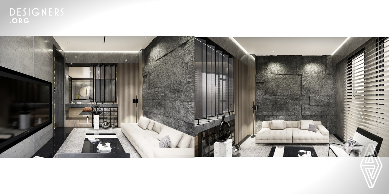 The project is located in a neighborhood in the heart of Nanchang City of China. This apartment is designed for single men. Urban Taste Residence is intended to be an expression of one kind of lifestyle set in this environment. In addition, the design team used glass tiles and glass partitions to expand the visual scope and effect of the space, and at the same time used a lot of wood to create a atmosphere of home. Lastly, the overall space is grey tones to cater to the owners' preferences.