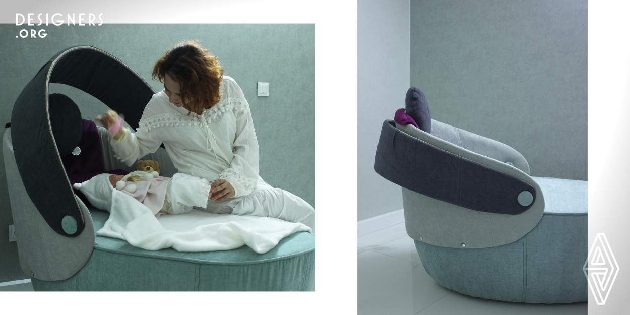 Venus is a multifunctional furniture piece designed to cradle mothers and their children through all stages from pregnancy to early childhood. The multi-purpose design is equipped with ergonomic parts to support and protect mother and children, evolving with their physical needs, including pregnancy rest, feeding phase, and a cradle for infants. The project design was inspired by the representations of femininity and motherhood in figurines of nude women, named Venus from the Neolithic era in Tappeh Sarab, Iran.