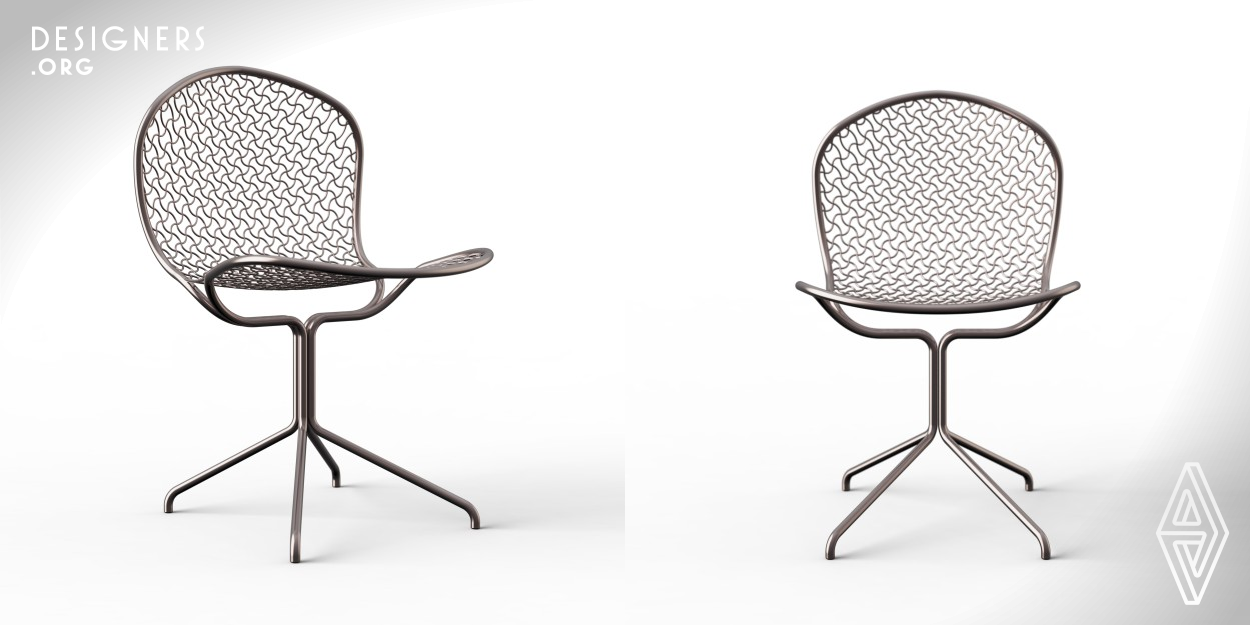 The design of the Archie chair is mainly dependent on the lines. Therefore, in the design process, it was tried to move the design lines in a way that results in an integrated structure, and finally, it is aimed to achieve a new style of wire chairs. As the design of wire chairs is highly dependent on the movement of lines, the possibility of using lines inspired by Islamic architecture was explored. In the product design process, arches and specific geometric patterns have been the source of inspiration which are summarized in Girih.