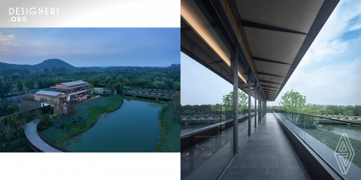 The project is adjacent to Xuzhou New City Dalong Lake Scenic Area, a metropolitan top resource aggregation field integrating finance, education and stereoscopic landscape, with perfect surrounding commercial facilities and mature living atmosphere. The design continues the cultural deposits of the ancient capital, Xuzhou, adheres to the aesthetic mood of Chinese style, and fully explores the surrounding landscape resources to create a livable community center between mountains and water.