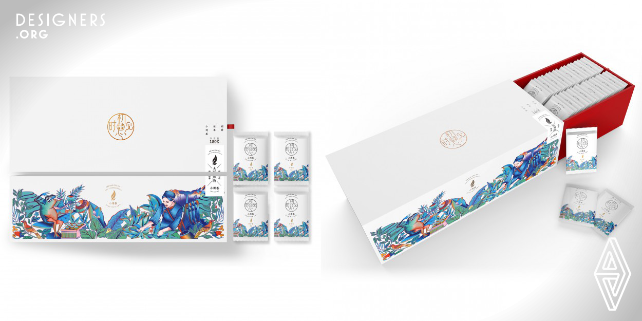 The packaging design uses Guizhou ecological tea gardens, frogs, big swallows, tea pickers, Chishui River and Zunyi red culture as creative elements, and draws a natural, organic and ecological humanistic illustration pattern creation. It embodies the characteristics of the product. Today, when the return to nature is advocated, it is easy to feel the breath of nature.