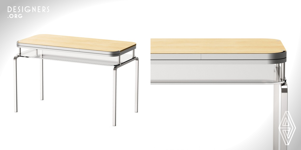 A desk for a Single-Person Household. Most single-person households eat their meals at a floor table or at a desk due to the narrow residential space. When two kinds of furniture are combined, it will have more than two functional purposes in only one piece of furniture. Moreover, it can also save space. Deskable is a desk that combines the desk and the table. Users can eat their meals after extending the top plate by pulling the drawer in front of the desk and using it as a table.