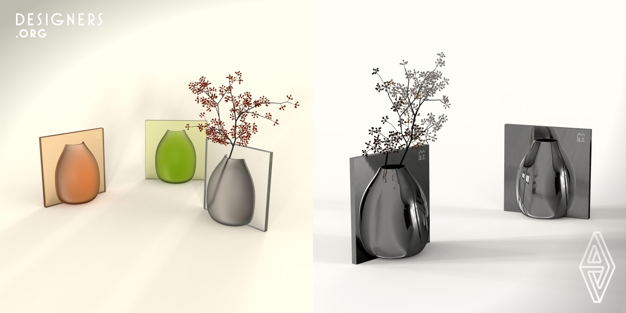 Since diversified and artistic interior styles prevail, this artistic container can be used in different scenarios. It can be wall mounted or placed on a desktop. It can be used as a vase as well as an aromatherapy container. The design was inspired by doorplates and wine bottles. The product is produced using 3D printing technology, which can be customized with different colors and surface effects.