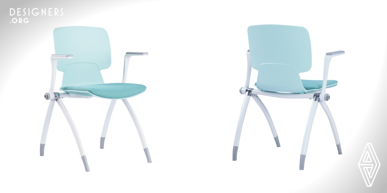 Versatile, essential, robust, practical, ergonomic, ecofriendly. Here are summarized in six words the characteristics of Side. Designed in Italy, it's produced in China by Huy. Stackable, easy to connect, with or without a self-returning writing tablet, Side is a comfortable and completely recyclable chair ideal for seminars, training courses and conferences, but even for meetings or waiting. Side is available in many colors, with or without armrests, writing tablet, row connectors, and four legs with fixed feet or with casters.