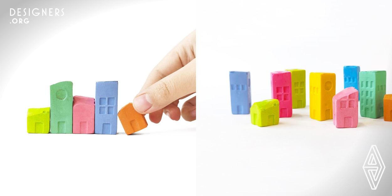 Creaon focuses on a variety of functional features needs of children aged 1-6 for toys. Children can use Creaon as regular crayons to draw pictures and create different roofs for Creaon cubes during drawing , and combine with their drawings to play pretend games. Creaon can also be used as a balance block for building games. Because it's made from soy wax, Creaon can disappear more environmentally than a regular plastic toy when it's done its job.