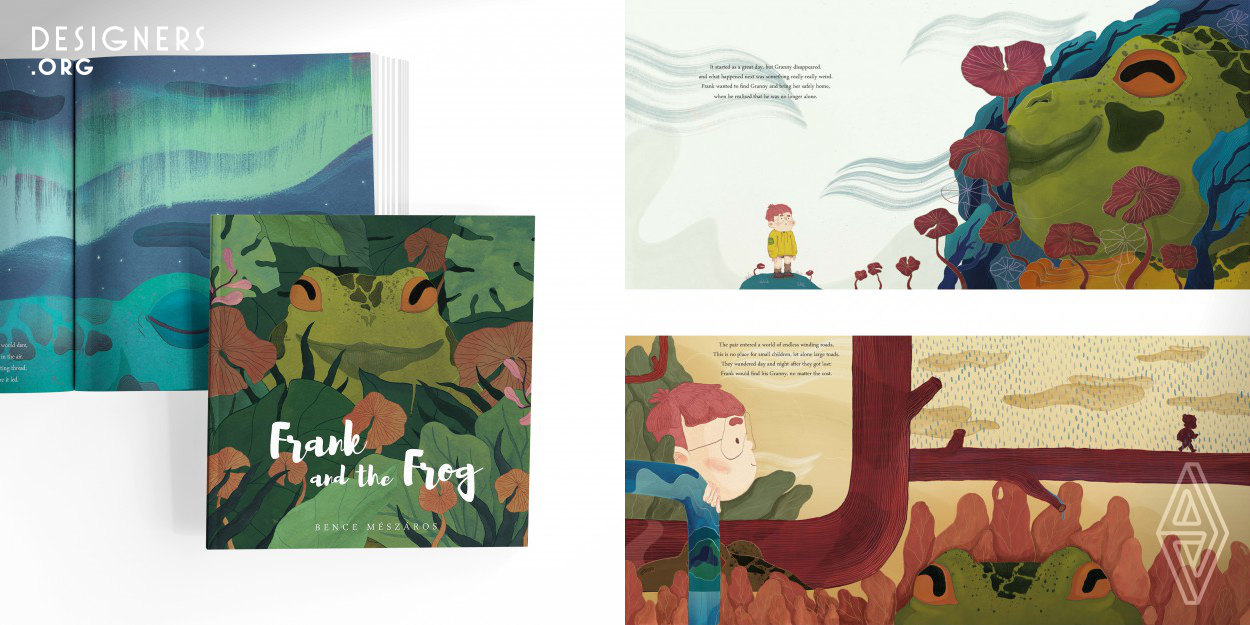 Frank and the Frog is a children's picture book designed to give an escape world to anybody who needs to find peace after losing a beloved one. The book tells the story of Frank, who one day wakes up and can't find his Granny anymore, so he decides to go on a journey and bring her home. The book's main intention is to tell a beautiful story and help understand such a complex topic. 