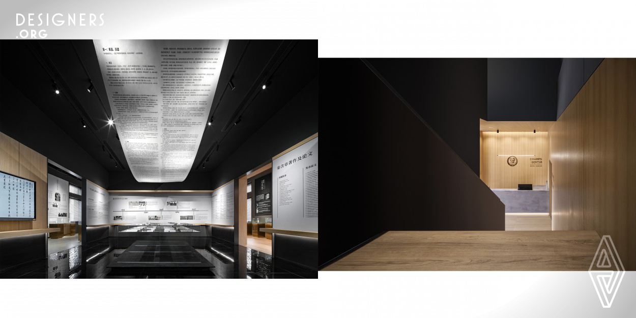 The project is located inside the 2rd Ring Road and on the vein of Beijing. It's a comprehensive space that presents the life of Qin Hanzhang known as a master of liquor, takes liquor culture experience as the core, and integrates display, tasting and clubhouse. The design utilizes dark gray and black, wooden hue and gold in a differentiated way, implicitly links with alcohol making culture, and reinterprets Chinese elements. Enclosed circulation routes establish an interaction and emotional connection among brand, people and space.