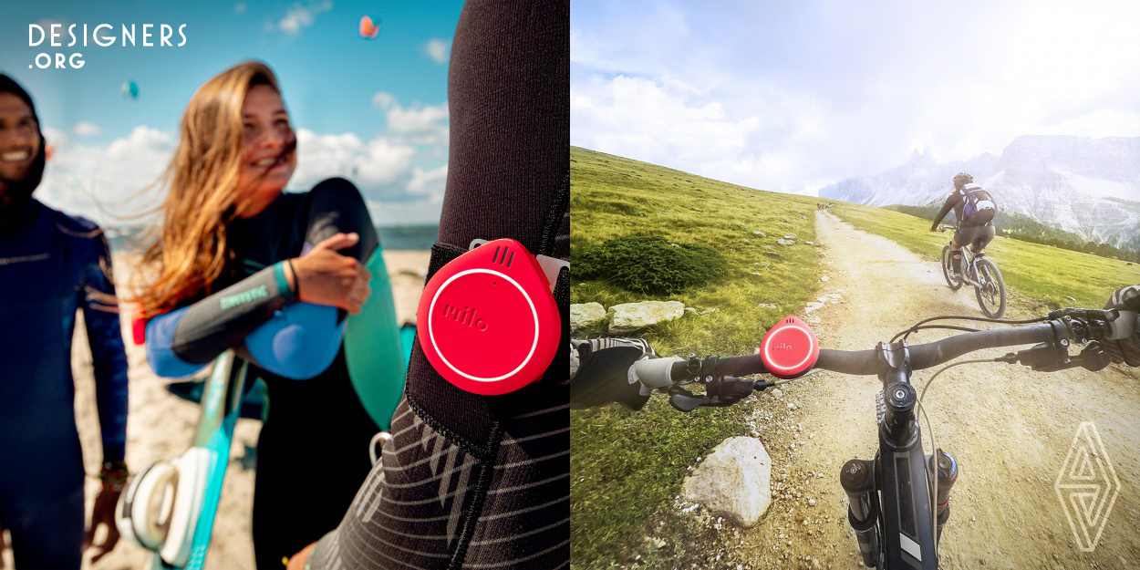 The Action Communicator enables adventurers to speak while they ride, surf or ski. Whether on the slopes, the trail or the water, Milo provides uninterrupted conversation across an encrypted mesh network, delivering simple, phone-free, hands-free group communication in any conditions. Milo creates an experience users can trust in even the most extreme outdoor situations, with high connection reliability, clarity of voice and resilience to wind and background noise, all in a small, light yet rugged form factor. Advanced hardware and software are complemented by thoughtful design.