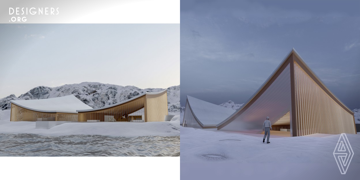 As a temporary and yet to be completed project. The cultural building is expected to be in Iceland as a travel destination. The bionic form of the whale tail and skeleton became the language of this building. The whole building is eco-friendly. All materials can be recycled and use natural light. Not only will the designers be creating architecture in yet another remarkable landscape, but they will also take part in increasing the understanding of whales and the preservation of marine life.