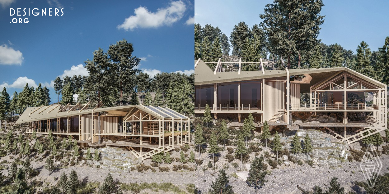 Yoga House-Earthship Retreat, is a passive solar earth shelter that is made of both natural and upcycled materials. Earthships are predicated upon the idea that six human needs can be addressed environmentally sustainable building design. Self-contained sewage treatment and water recycling are existed. Free orientation on the terrain to preserve all existing trees. 