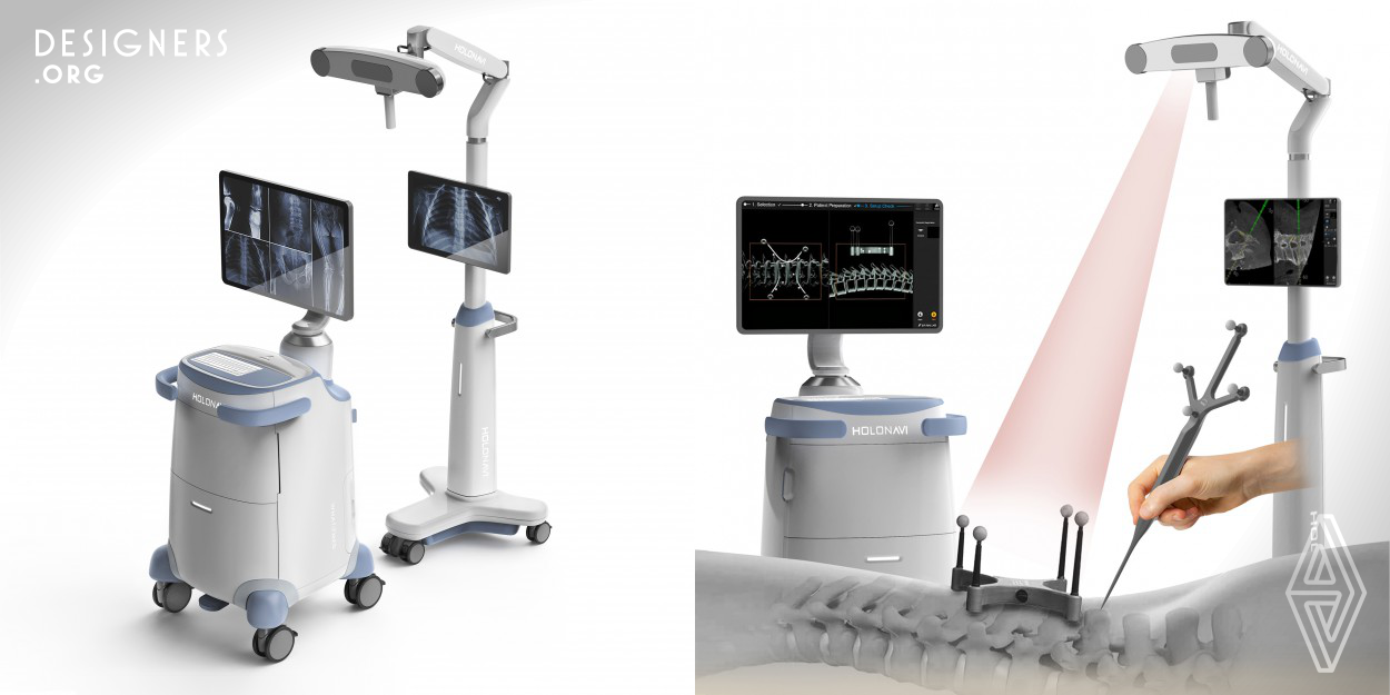 This is a new technology that uses NDI's infrared device to assist doctors in spinal puncture surgery. It can enable doctors to find the correct position more accurately, improve the success rate of surgery and reduce the risk of surgery. And it is a complete and newly designed equipment. It has a unique design in terms of man-machine size, use and storage convenience, and solves the storage problem caused by too many wires of the equipment.