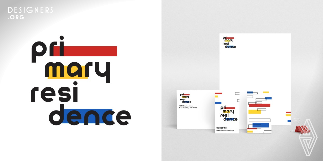 This is a visual identity design for a multidisciplinary brand that originally started as a typography exploration that connects the style of the Bauhaus Movement with abstract architectural forms. It explores the relationship between the human condition and the meaning of home in an age of isolation. As known, home is where everyone perform activities that are closest to the hearts. The red, blue, and yellow primary color scheme of Bauhaus inspired to name the project Primary Residence, a double entendre alluding to the style of this project and the messages behind it.