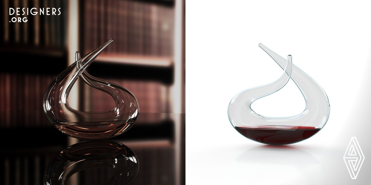 The Etern decanter is drinkware designed to toast the fragment of time. The curved design of Etern celebrates moments as a parallel fragment in life, a wine decanter to feast and cherish moments of remembrance. The contour of Etern is a statement piece that represents the cross-section of time and viewing each moment as its own eternity. Through design, one moment is forever to cherish.