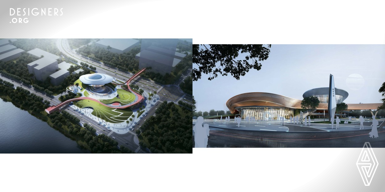 The project is located in Xincheng District, Dongguan City, Guangdong Province, China. It is a sports center that integrates residents' cultural activities, healthy sports, and livable waterfront life from multiple angles. The vision of the project is to turn the green sports center into a natural oxygen bar on the corner of the city, integrating fitness, sports, parking, and transportation hubs into one. Dissolve the building volume, integrate the landscape into life, and make the design deeply rooted in the hearts of the people.