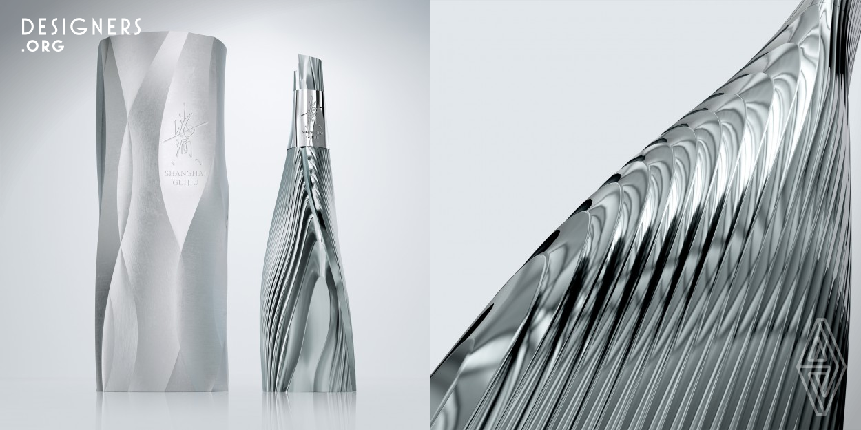 With the theme of Opening Up The Future, the high-end gift Baijiu of Shanghai represents the international urban style and the spirit beyond the future in both awareness and effect, after being inspired by Shanghai Tower, the building ranks the highest one in China and the third one in the world. The profile is employed as an architectural style with a cross-domain and a sense of future, which is a brave attempt and innovation in the conventional Baijiu field.