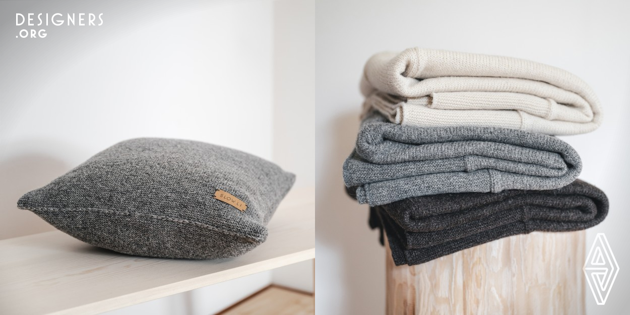 The Slow Wool Collection promotes mindfulness and conscious slowing down within the comfort of your own home, by offering sustainable and natural favorites. Only 100% natural sheep's wool from South Tyrolean shepherds is used, which is then crafted into high-quality woolen blankets and pillows by small local manufacturing partners. The young company's philosophy is based on slow living, which emphasizes fair conditions for the environment and producers, a traditional manufacturing process that returns to its roots, and a timeless, minimalist design.