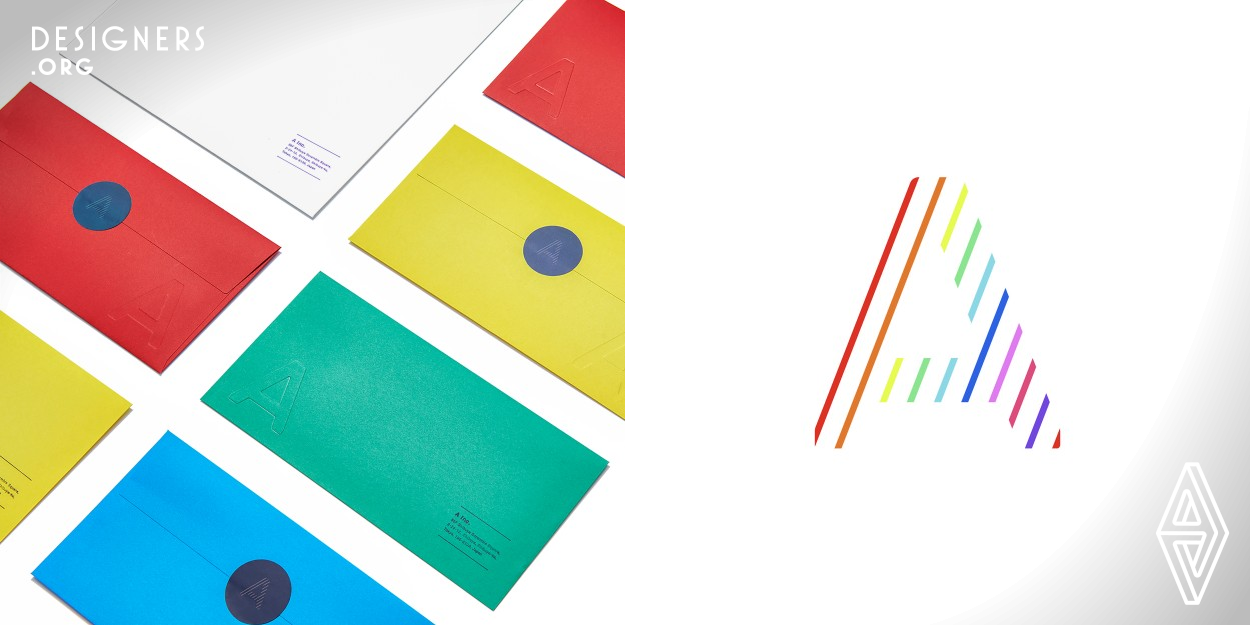 Handled the corporate design for A Inc. The limitless energy and potential of every A Inc employee is expressed using a range of colors. The striped pattern for the letter “A” of the logo is a visual expression of how the company is formed by an overlapping combination of all those individuals. The meanings invested in the logo are: Stripes signify the energy and potential of everyone involved with A Inc > The A is an accumulation of multiple stripes > A Inc takes shape through the power of its diversity of preferences.