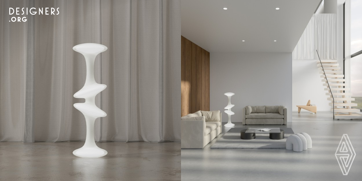 This personal collection of lamps presents an innovative proposal in relation to the conception of lighting objects, which in addition to fulfilling their primary purpose also have a strong sculptural charge that gives them an artistic function and makes them unique.  The floor lamp is influenced by kinetic art, so through its articulated and flexible structure the user can direct the light at will.  The nightstand lamp resembles a bitten apple in shape, playing here with the metaphor of light as a source of creativity so that the user can feel inspired to use it as a study and reading lamp.