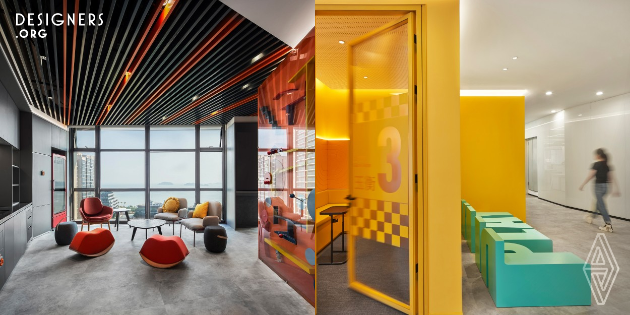 This project is an office design for Seasun Games, a leading video game publisher in China. The designers use elements of anime, vibrant colors and diverse ways of interaction to highlight the role of Seasun as a game developer and its corporate culture and spirit while creating an efficient, comfortable and healthy working environment for its employees.