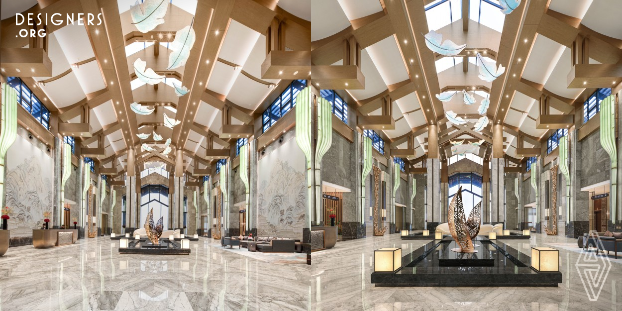 The project goal was to create a hotel in harmony with nature. The inspiration comes from the scenery of Yuxi, such as raindrops, cooking smoke, and clouds in the mountains. Using water as a medium to depict the colors of the panorama of Yuxi also adds a symbolic memory point to the hotel. The concept of artistic conception and imagery in Chinese painting is applied to the space, which is simple and elegant, reflecting the rich oriental beauty. While admiring the beautiful scenery, it also enables those gathered here to rediscover and define the relationship between human and nature. 