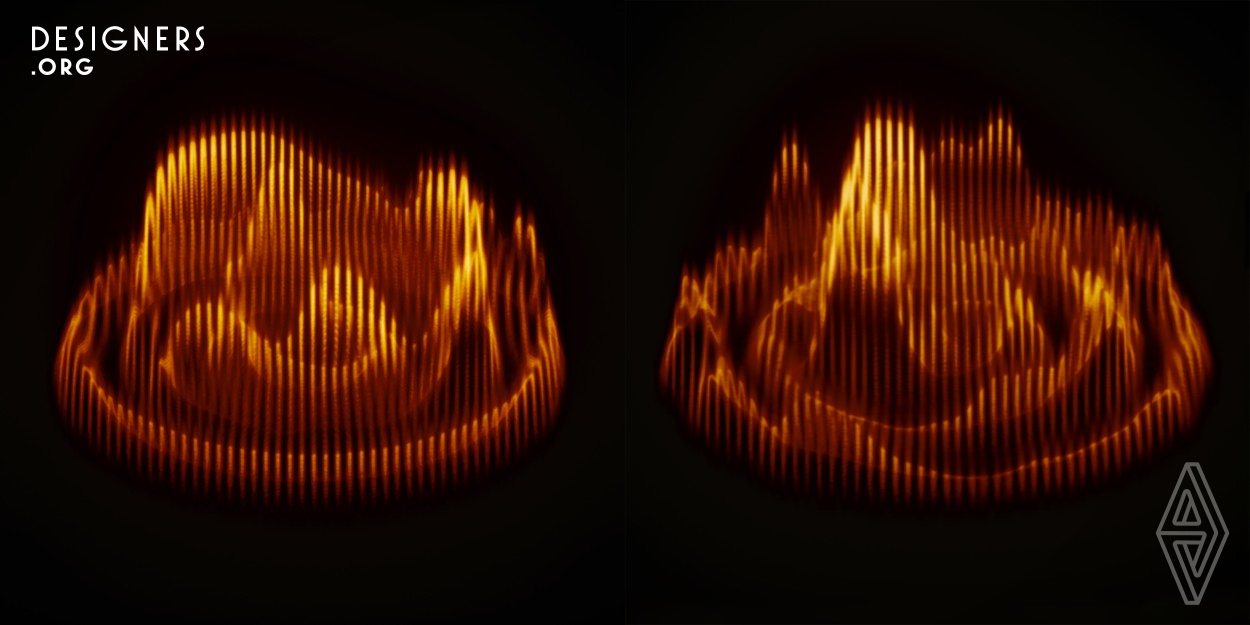 Observation of infrasound generated by natural phenomena is attracting attention In Japan, where natural disasters occur frequently. Infrasound cannot be heard and seen, but infrasound generated by volcanic eruptions, for example, can be transmitted far and can be observed from a safe distance in order to avoid disaster. In collaboration with the Earthquake Research Institute of the University of Tokyo, experimental artworks in which infrasound is visualized and made audible were created to stimulate the sixth sense, the ability to sense nature, which modern humans have lost.