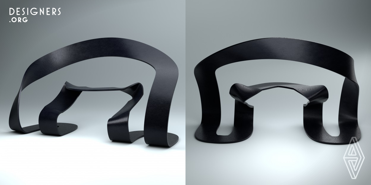 The Mobius strip is a mathematical object of interesting physical and mathematical qualities, constructed with only a single side and a single edge. The design is an embodiment of infinity, creating a feeling of fluidity, of never-ending movement. Its shape allows this piece to blend form and function. The Mobius Chair is a reflection of the beautiful relationship between mathematics and design.