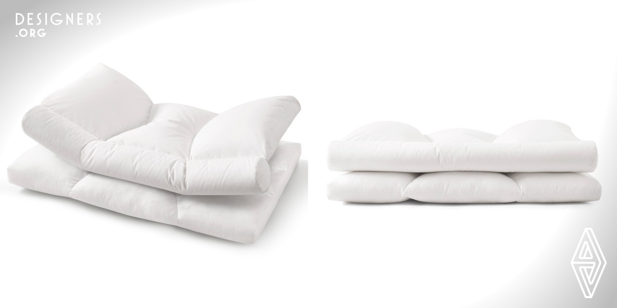 With the innovative split structure and functions, this lateral sleep pillow offered an independent solution for neck support, fully considering the positions of the head, shoulders, neck, and upper limbs of people sleeping on their side in different postures. Three height positions on the support layer allow users to adjust the pillow height according to their sleeping habits, ensuring a good sleeping experience from all aspects. This has a certain significance for healthy and comfortable sleep.