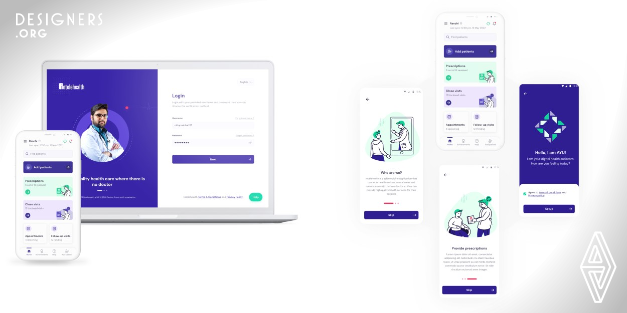 Over 400 million people all over the world don't have access to basic health care and majority of them are from rural areas. Intelehealth mobile application helps community health workers to offer these services into the remote areas. Whereas, through the web application doctors can remotely provide consulting to the patience. Prismic Reflections redesigned both the applications to solve problems like reducing time to complete the task, seamless operations in low mobile network area, reducing training time, simple clear patient diagnosis process, easy appointment booking and tracking process.