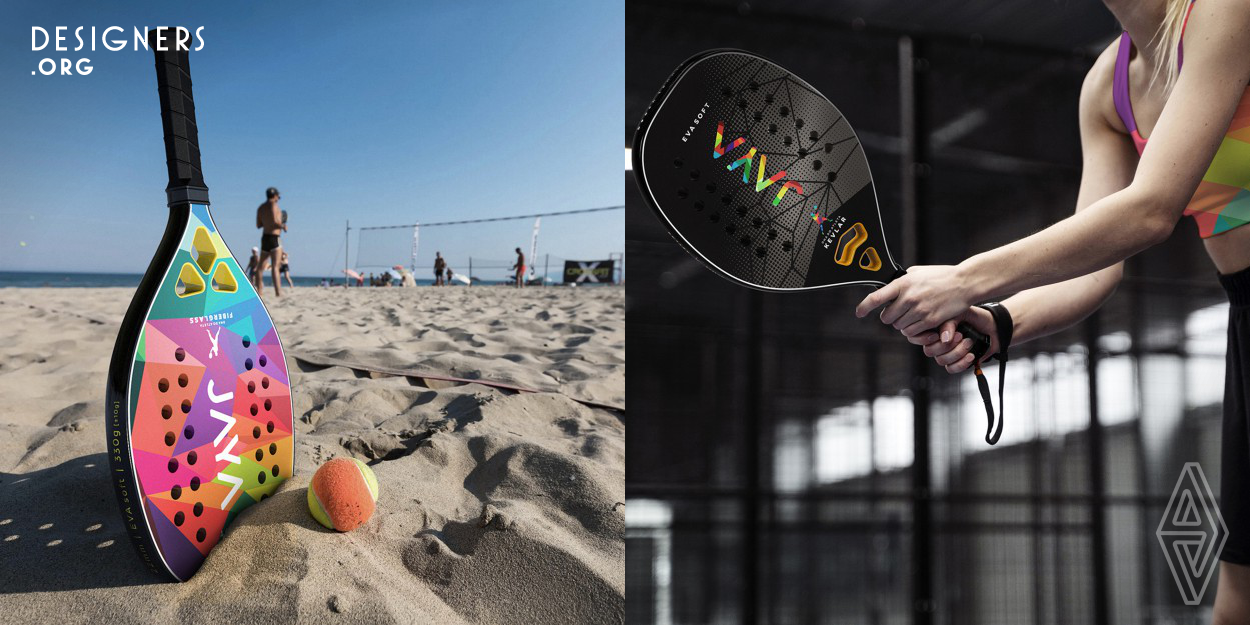 It's a strategic design application for market positioning. The new brand creation was thought for beach tennis players, sports supporters, and lifestyle. Besides strategy, the design had a tactical and operational role in product development. In the rackets, for desired performance and needs, the requirements communication was done via visual language. Also was developed accessories and apparel to differentiate the brand, since they can be easily incorporated into daily life due to the style, being committed to the user's routine, and not only to occasional use in sports.