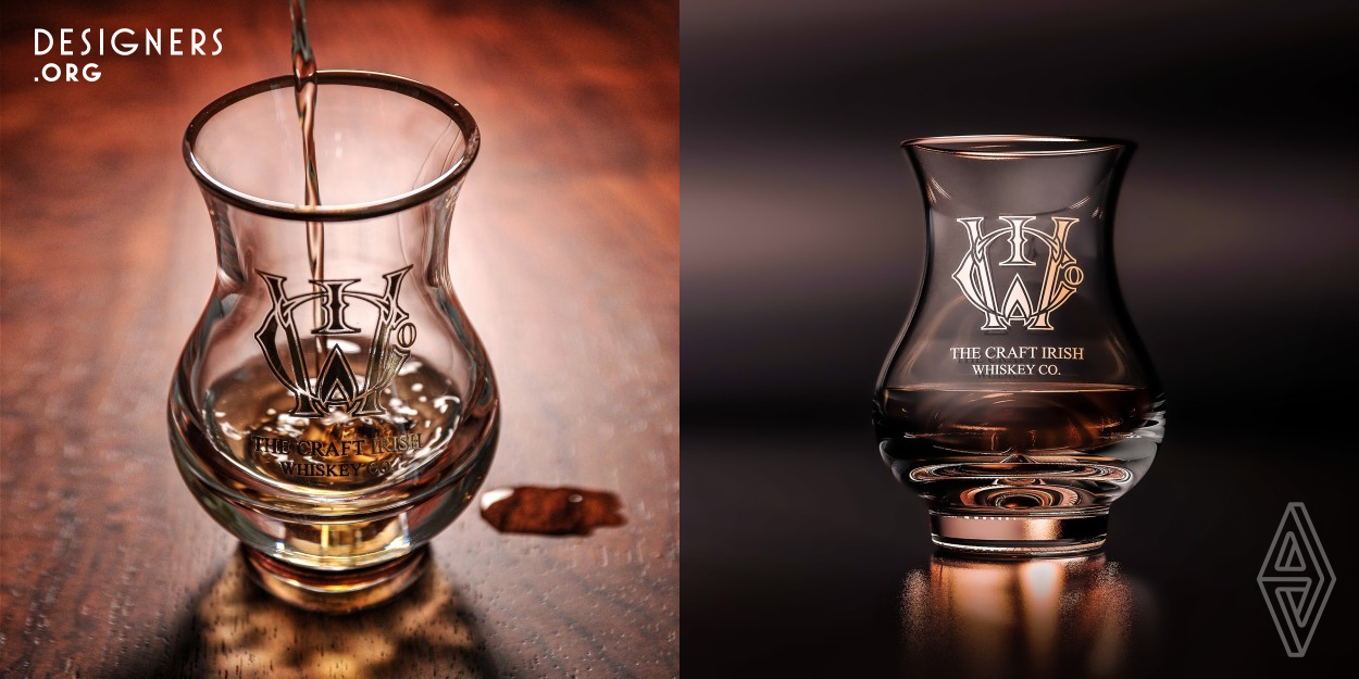 The Erimon was designed as the ultimate tasting glass for the whiskey aficionado, where every element has been carefully conceived to allow the drinker to taste and nose the whiskey. The stemless design allows the drinker to bring the glass to the nose with optimal control and the thicker base ensures the contact between hand and glass has no effect on the temperature of the whiskey. The Vortex Point, bulb and chicane come together to remove the ethanol vapor, ensuring the drinker can detect every layer of flavor and aroma that have developed through decades of time, craft and skill.