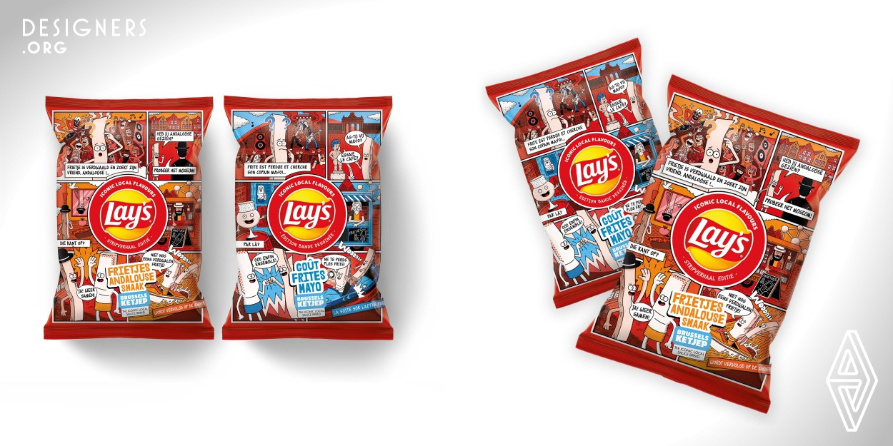 In recent years, the global snack market has become more competitive than ever, with more local players in the space introducing relevant flavors and product claims. In Belgium, it was time for the Lay's brand to launch new flavor innovations and try a new design approach to both retain current brand loyalists and acquire new consumers. Partnering with Brussels Ketjep, Lay's launched two new iconic and localized flavors for the Belgian market. 