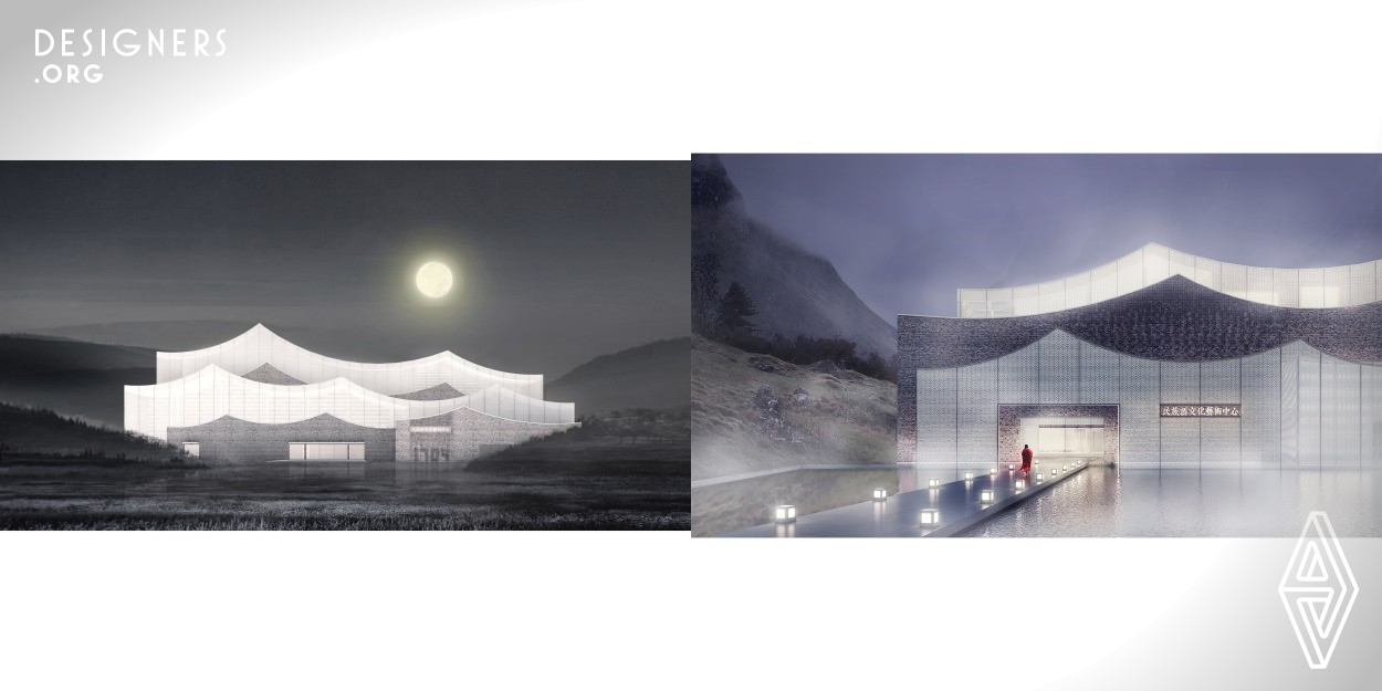 Located in Maotai, China, the design is inspired by Chinese Shanshui paintings, which emphasize the harmonious relationship between mountains, water, and people. The site, sandwiched between two hills, presents a unique opportunity to engage the landscape in the design process. The mountainous background, with its waves of mountains, serves as a natural canvas for the project's design. Incorporating Shanshui art principles, the design aims to reflect upon, respect, and enhance the qualities of Maotai's rich culture and mountainous landscape.